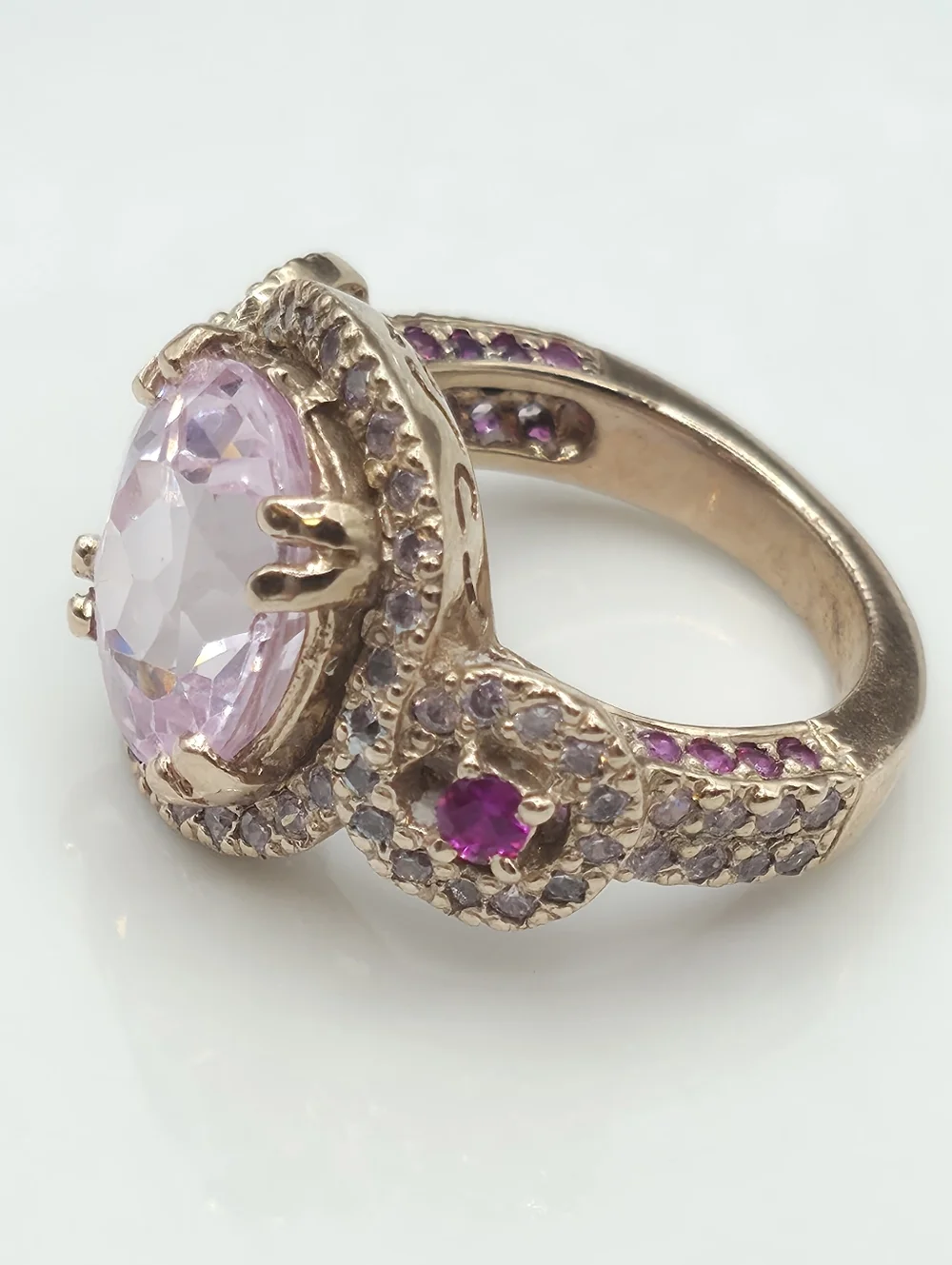 Incredible Kunzite And Pink Sapphire Ring - Picture 4 of 8